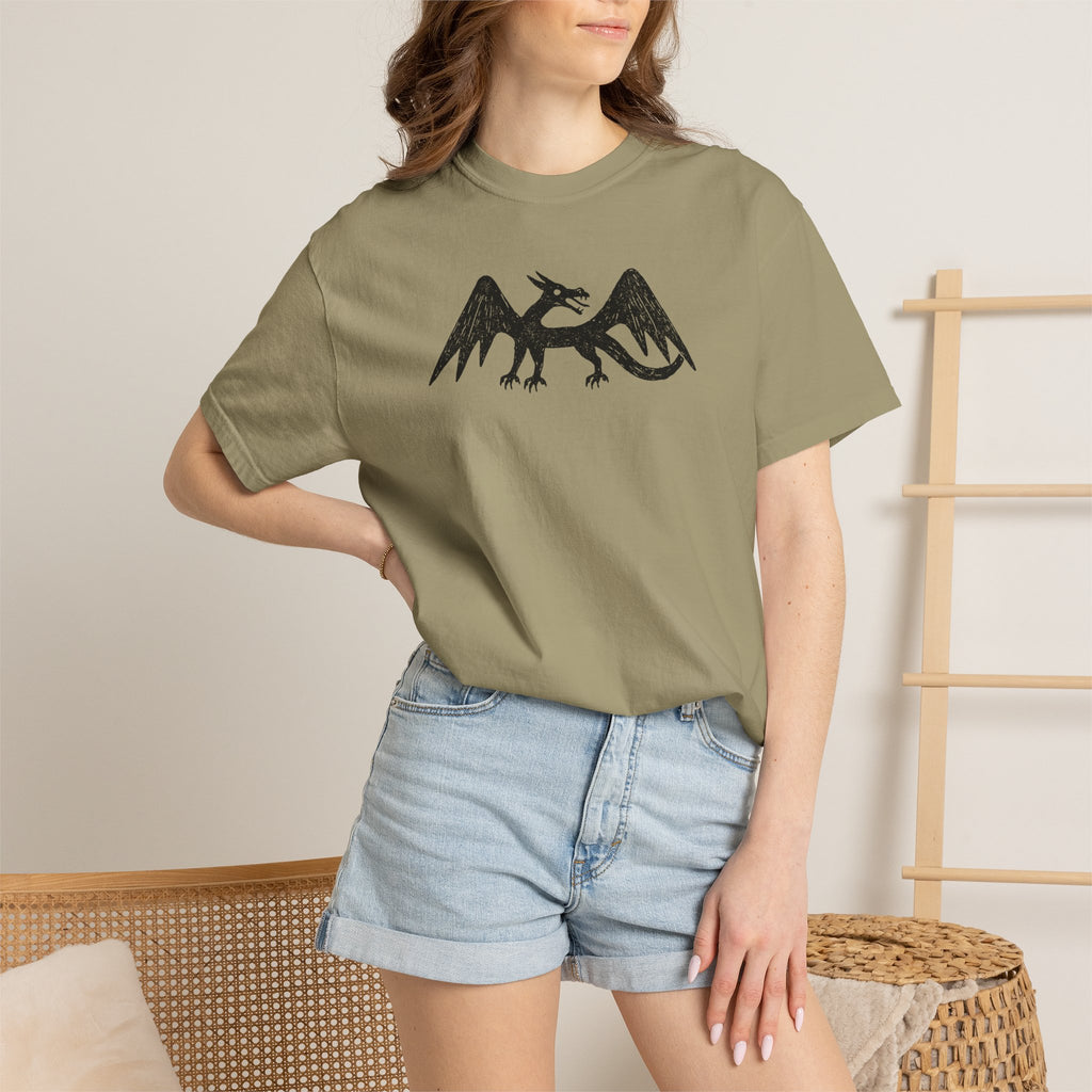 Black Heraldic Dragon T-Shirt | Medieval Crest, Gothic Fantasy