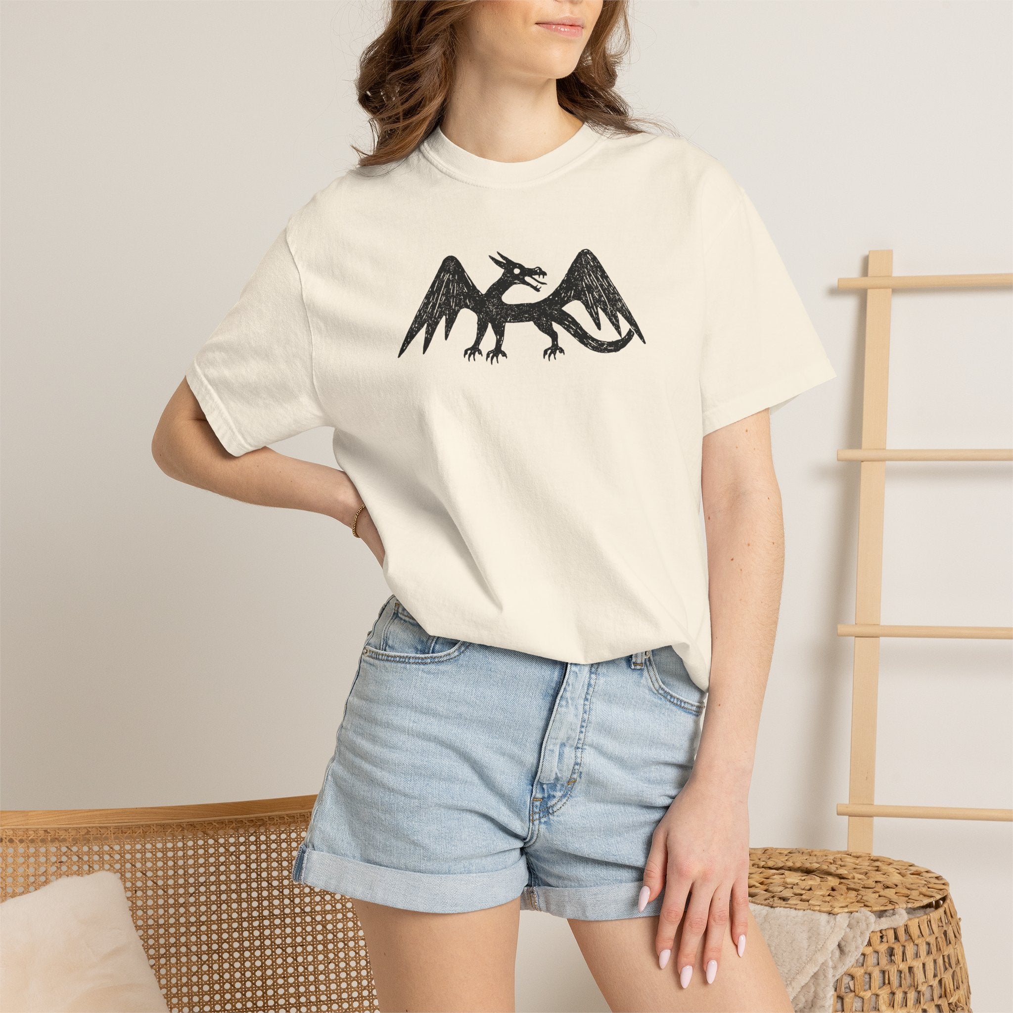 Black Heraldic Dragon T-Shirt | Medieval Crest, Gothic Fantasy