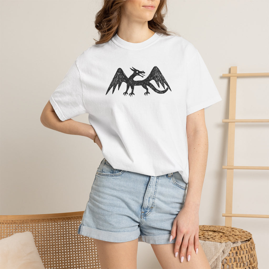 Black Heraldic Dragon T-Shirt | Medieval Crest, Gothic Fantasy
