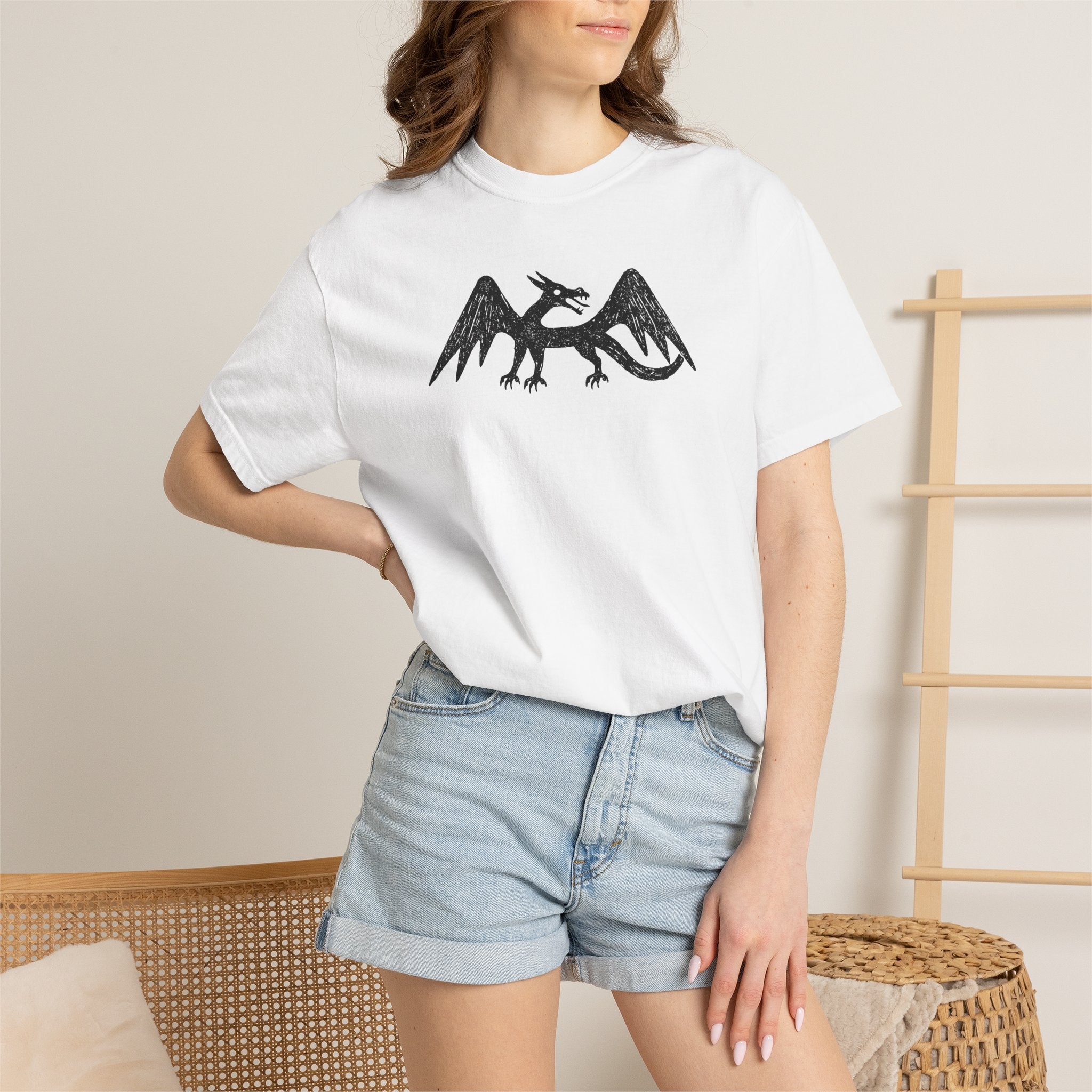 Black Heraldic Dragon T-Shirt | Medieval Crest, Gothic Fantasy