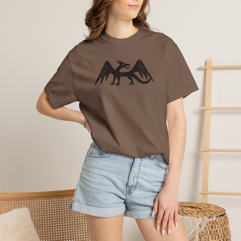 Black Heraldic Dragon T-Shirt | Medieval Crest, Gothic Fantasy